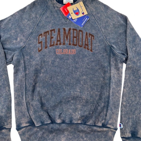 Champion Other - Champion Reverse Weave Steamboat Colorado Distressed Sweatshirt Men XS Blue NWT